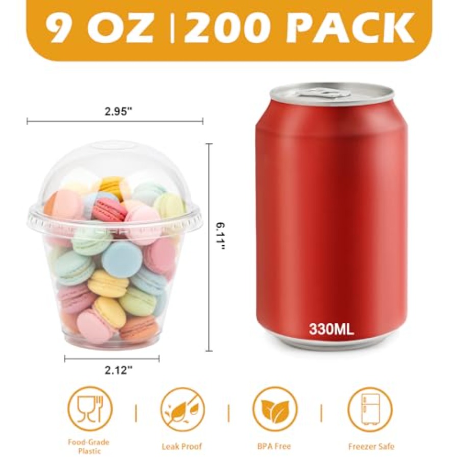 200 Pack 9 oz Clear Plastic Cu - Plastic Dome Clear recension och pris