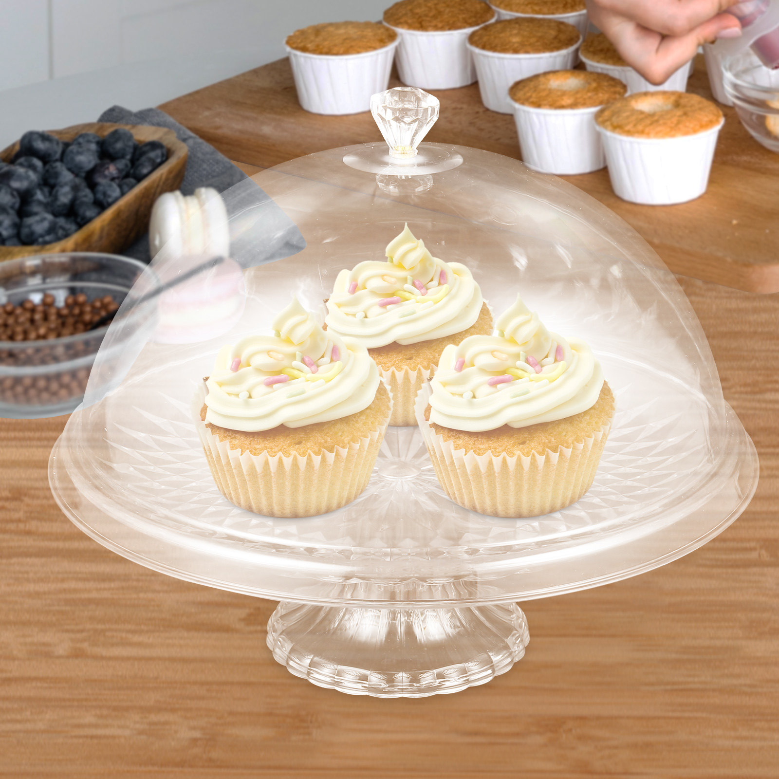 Clear Pet Cake Stand with Dome - Plastic Dome Clear recension och pris