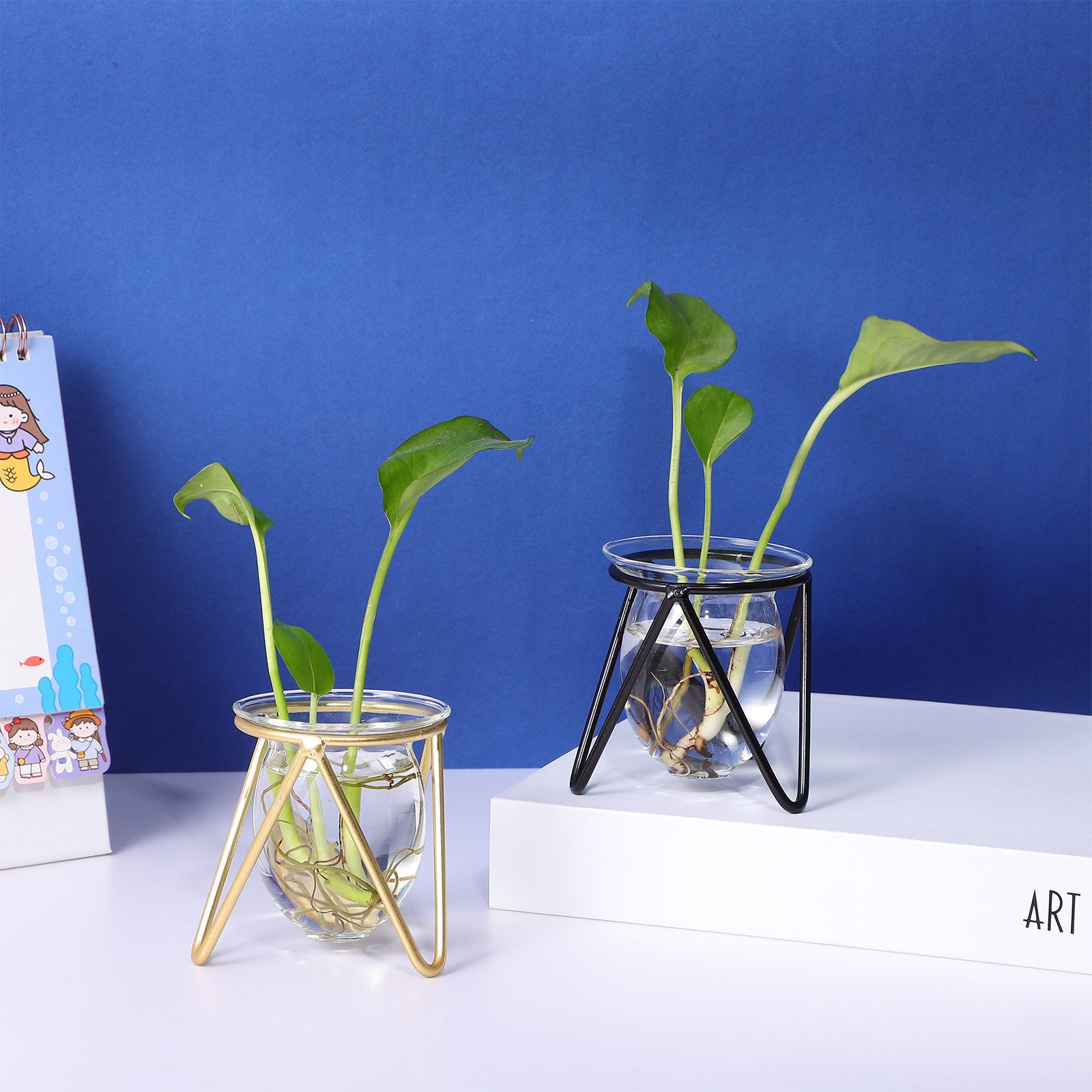 2Pcs Clear Glass Vase with Met - Propagation Station Vase recension och pris