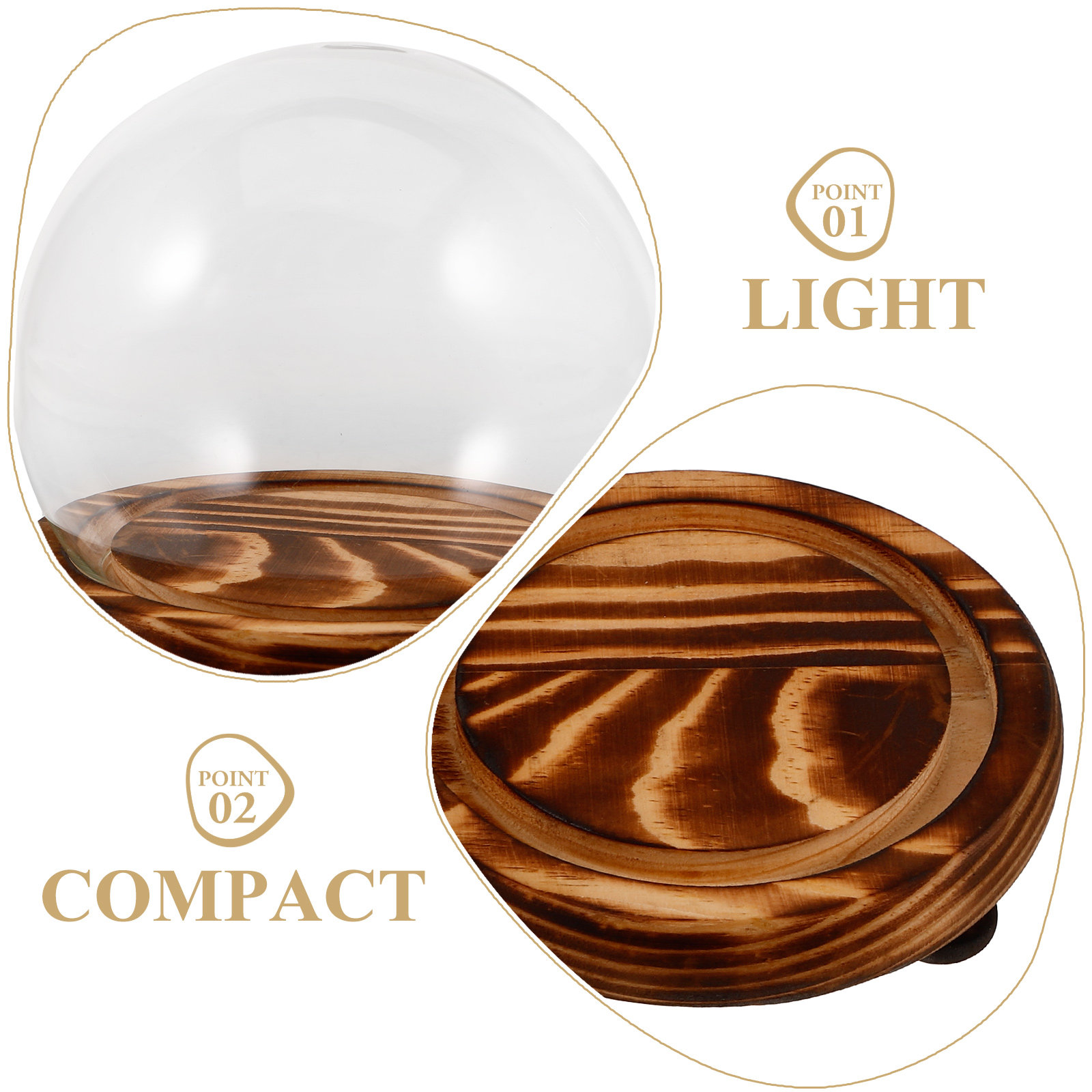 Glass Dome Display Case with W - Plastic Dome Clear recension och pris