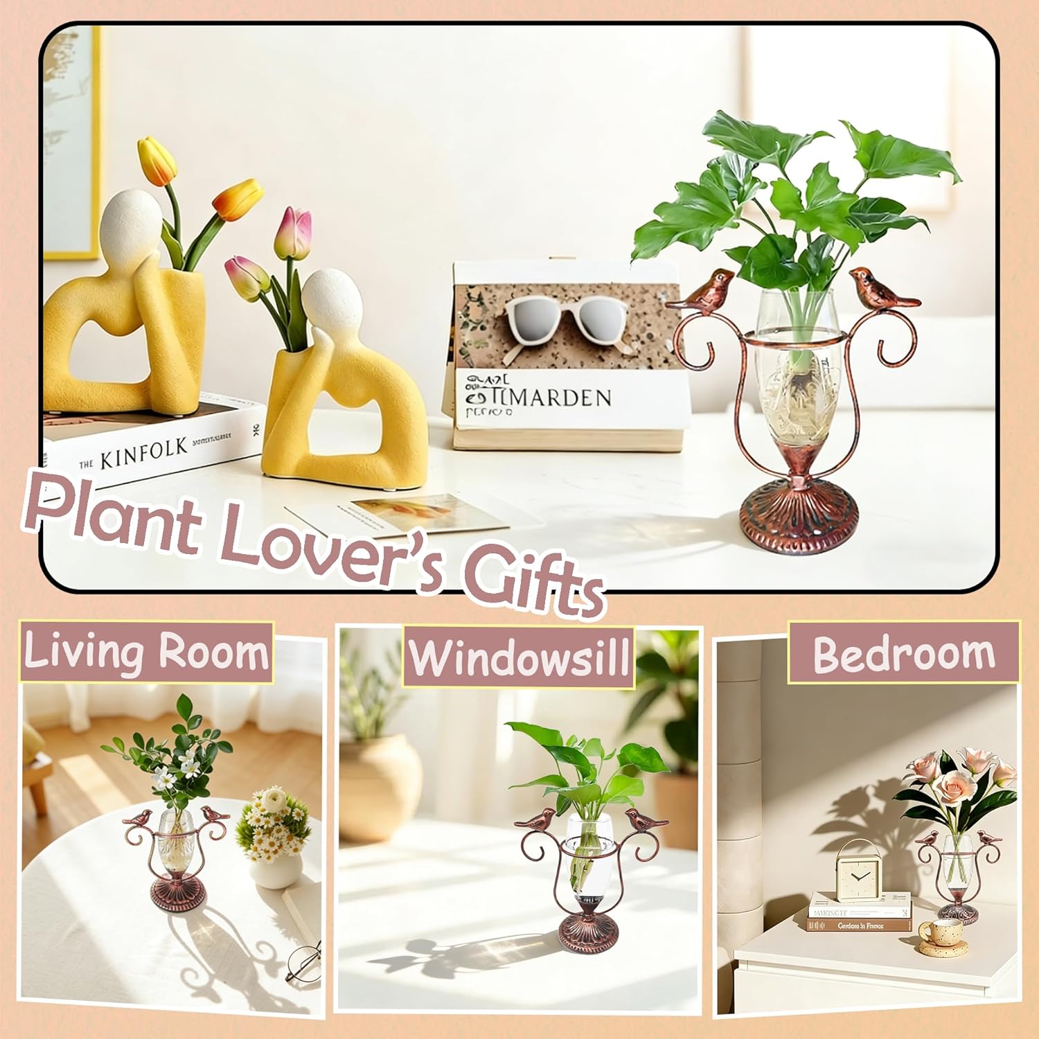 2 Vintage Copper Bird Plant Pr - Propagation Station Vase recension och pris