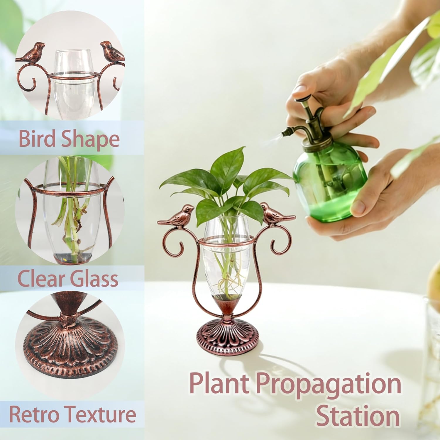 2 Vintage Copper Bird Plant Pr - Propagation Station Vase recension och pris
